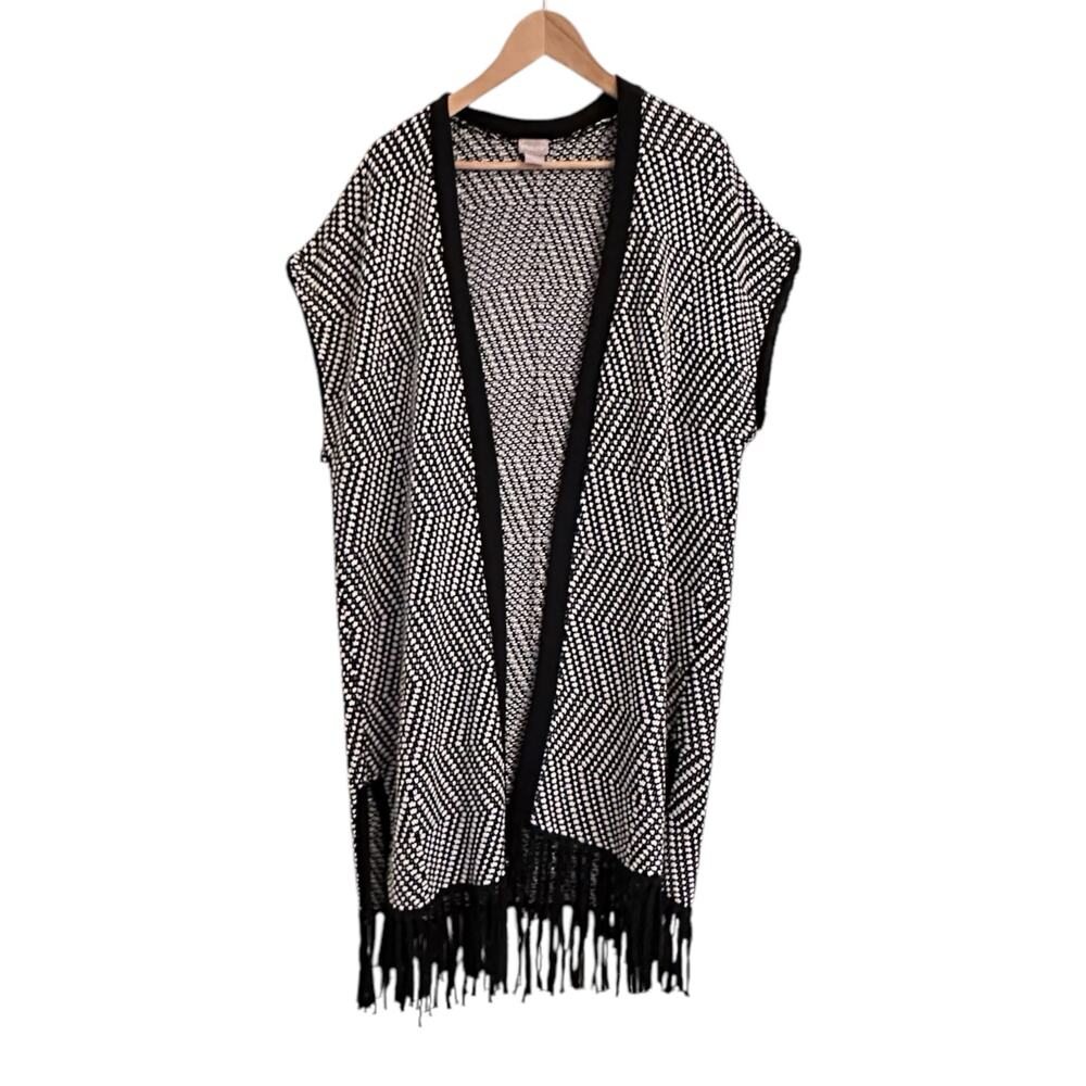 Chico’s Geo Knit Fringe Vest Size 3/ XL